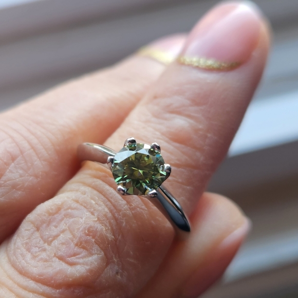 1ct Moissanite Peridot Solitaire Ring - Picture 5 of 12